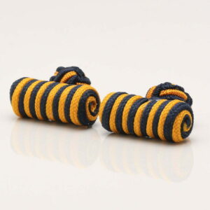 Gold Navy Striped Barrel Knot Cufflinks 1 of 1