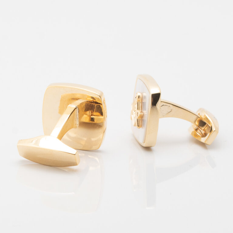 Gold Plated Mother of Pearl Embossed Masonic Symbol Cufflinks Gallery