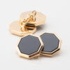 Gold Plated Onyx Octagon Cufflinks, Double Sided Gallery
