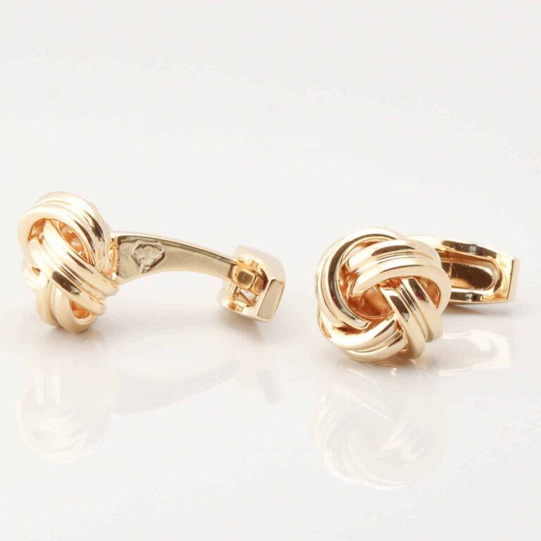 Large Rounded Knot Cufflinks Gold Gallery 2 3470