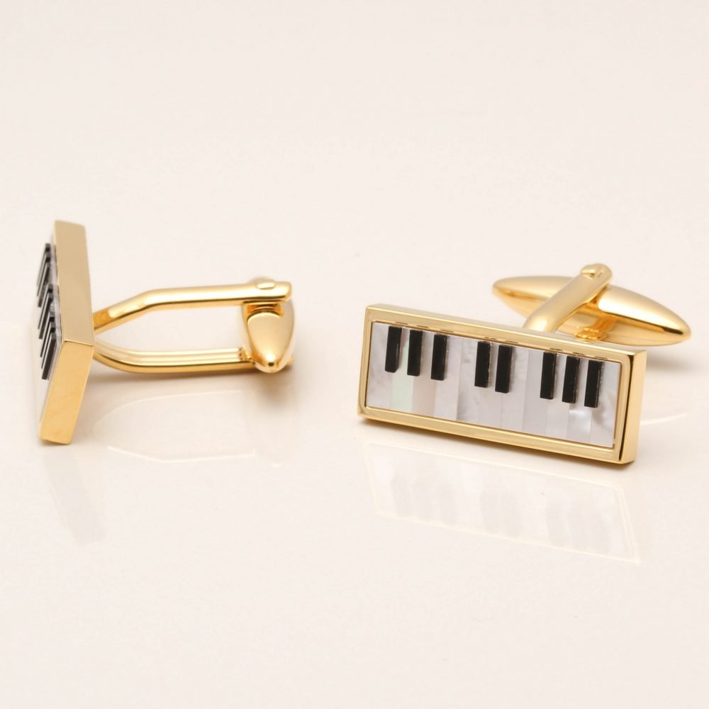 Mother of Pearl Onyx Piano Cufflinks Gallery 1 of 1