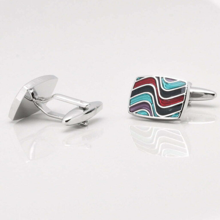 Multi Coloured Epoxy Wave Cufflinks Gallery 1 of 1 1