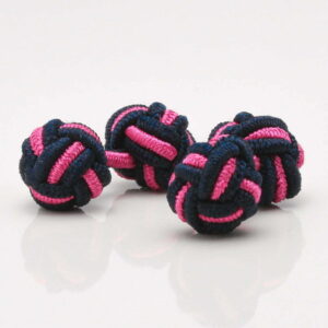 Navy Blue Pink Knot Cufflinks 1 of 1