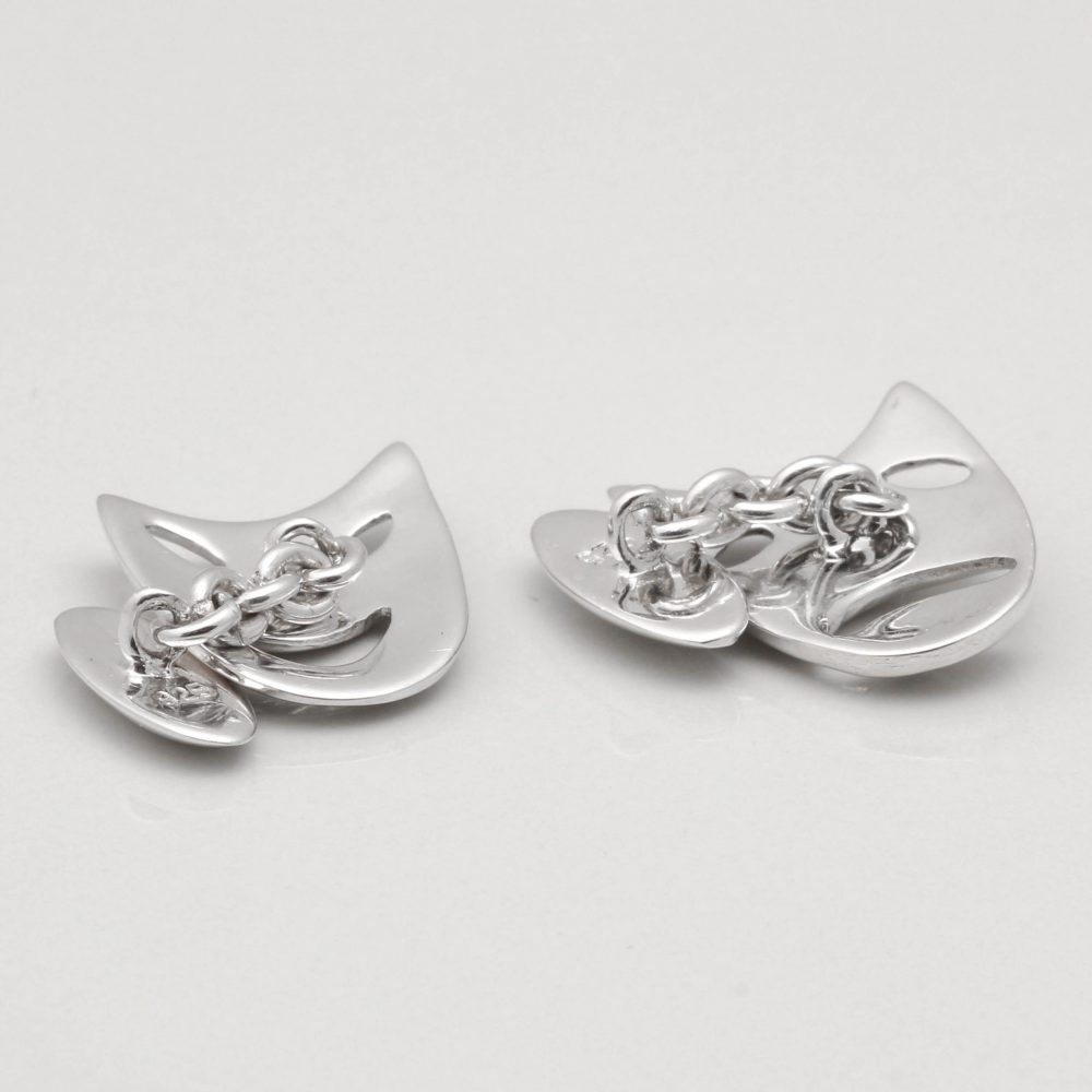 STERLING SILVER THEATRE MASK CUFFLINKS GALLERY 1 of 1 1