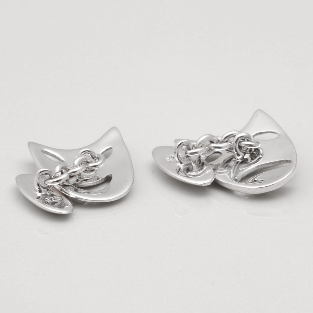 STERLING SILVER THEATRE MASK CUFFLINKS GALLERY 1 of 1 1