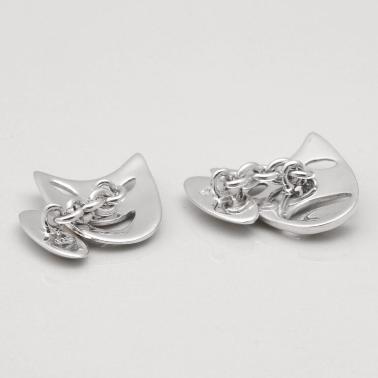 STERLING SILVER THEATRE MASK CUFFLINKS GALLERY 1 of 1 1