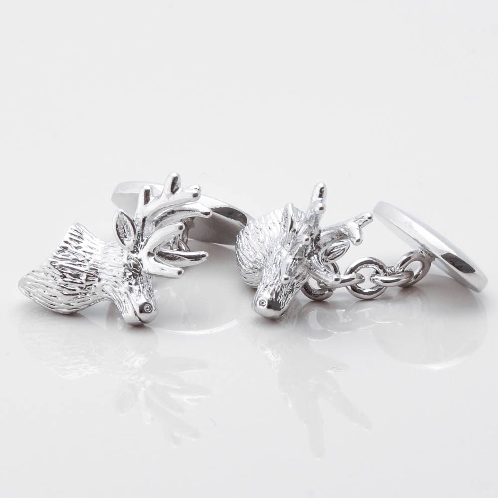 Silver Plated Stag Cufflinks Gallery 1 of 1 1
