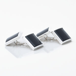Sterling Silver Onyx Stone Double Sided Cufflinks