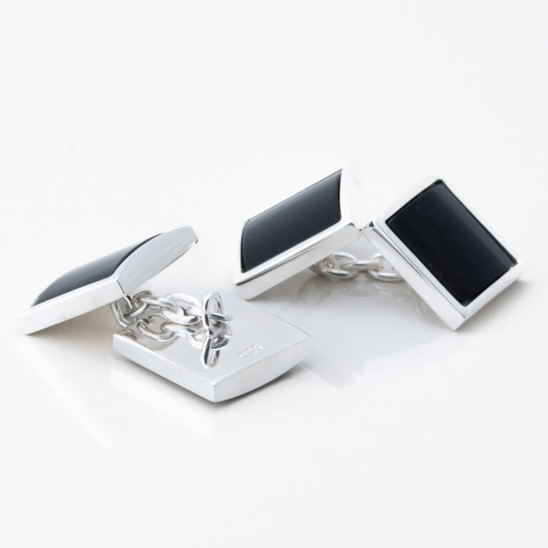 Sterling Silver Onyx Stone Double Sided Cufflinks Gallery