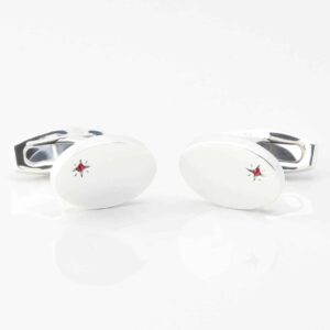 Sterling Silver Oval With Offset Ruby Cufflinks 4102