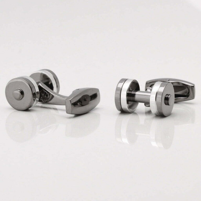 Two Tone Dumbbell Cufflinks by Badger & Brown. Cufflink Specialists