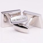 Badger Brown cufflinks engraved stem Silver