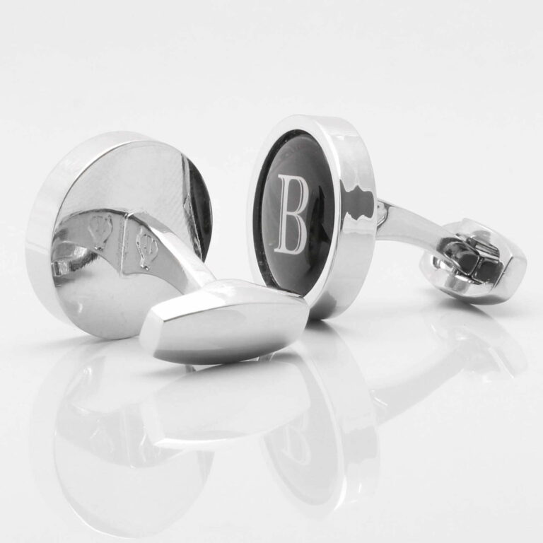 Black Circular Letter Cufflinks Gallery 1 of 1 1