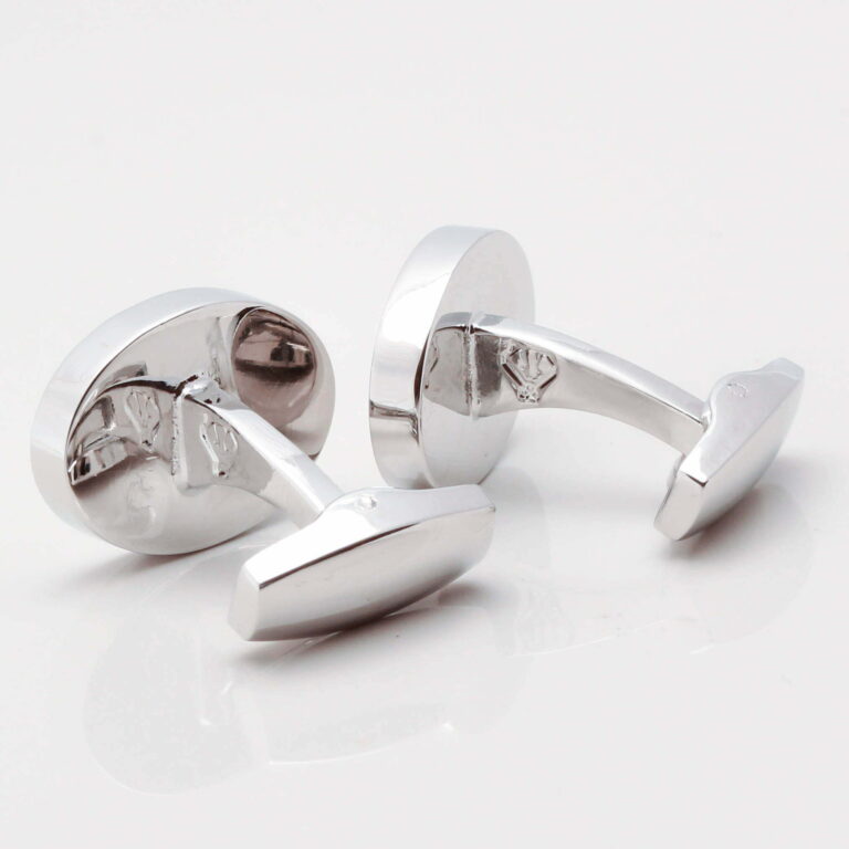 Engraved Logo Cufflinks Silver Plated Oval Gallery 1 of 1