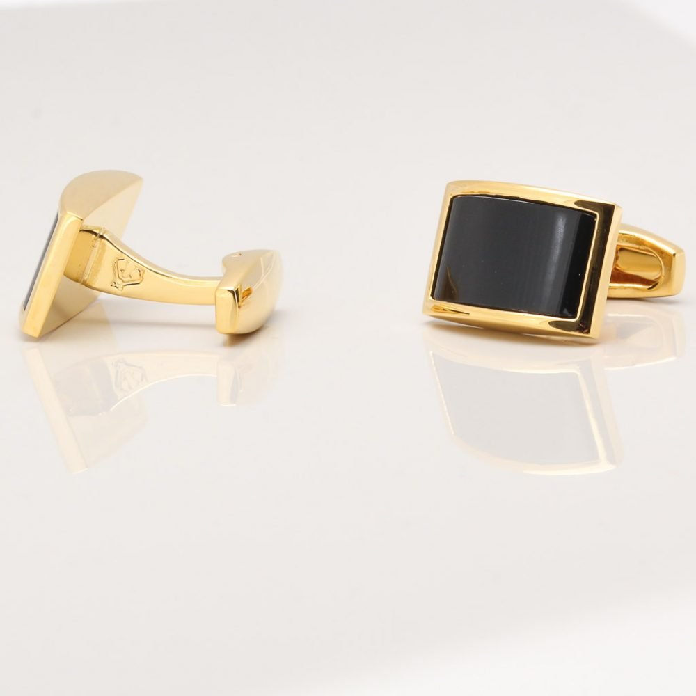 Gold Plated Onyx Cufflinks Gallery 1 of 1