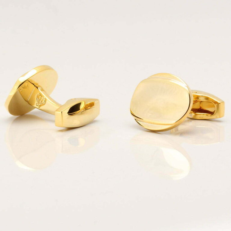 Golden Oval Curved Cufflinks Gallery 1 of 1 1