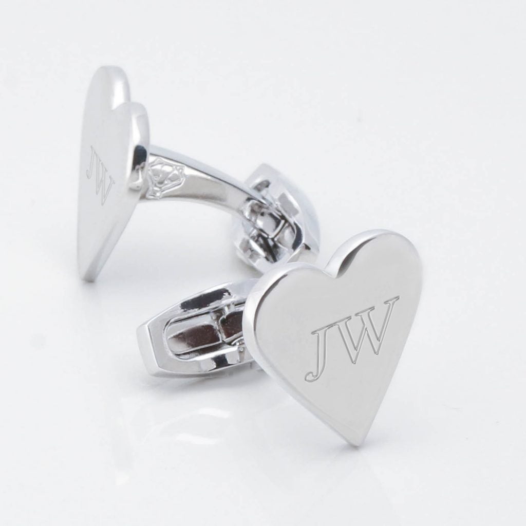 Love Heart Engraved Initial Cufflinks