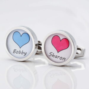 Personalised Hearts Names Cufflinks 1 of 1 1