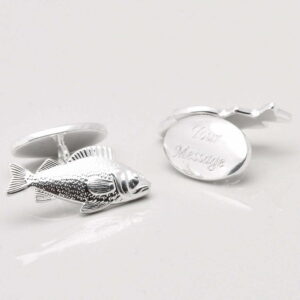 Silver Plated Engraved Carp Cufflinks 1 of 1 2