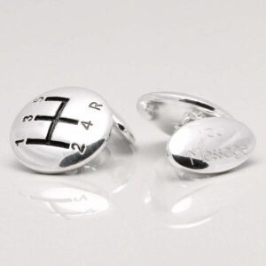 Silver Plated Engraved Gear Stick Cufflinks 1 of 1