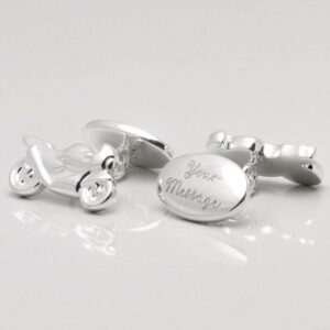 Silver Plated Engraved Motorbike Cufflinks 1 of 1 1
