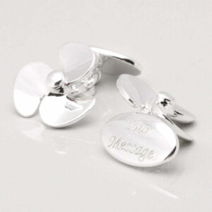 Silver Plated Engraved Propeller Cufflinks 1 of 1 1