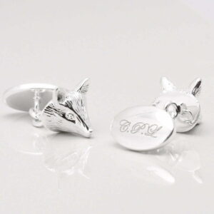 Silver Plated Engraved Stag Cufflinks 1 of 1 2