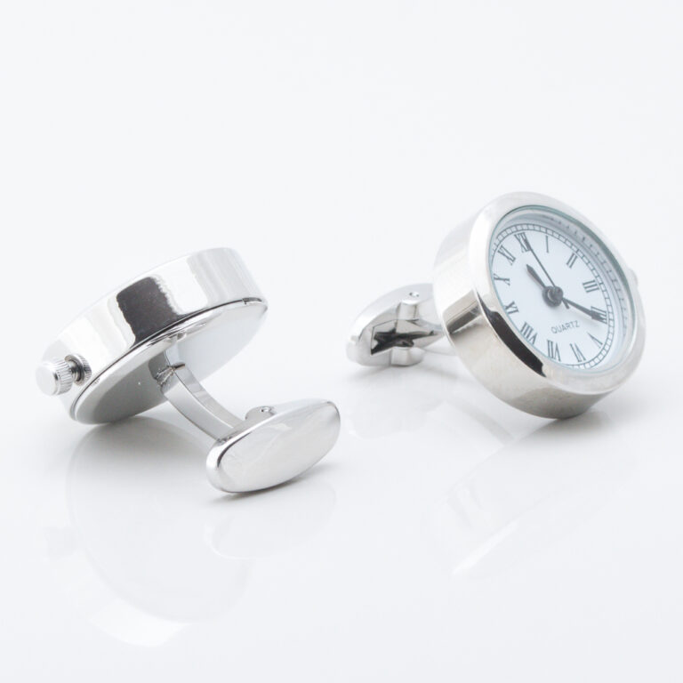 Silver real working clock cufflinks gallery