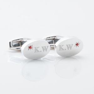 Sterling Silver Oval With Offset Ruby Cufflinks