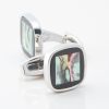 Abalone Stone Cufflinks with Onyx Rim