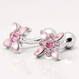 Rose Crystal Pink Acrylic Floral Cufflinks 1 of 1 1