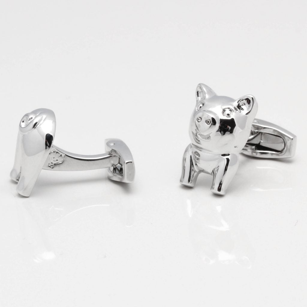 Silver Pig Cufflinks Gallery 1 of 1
