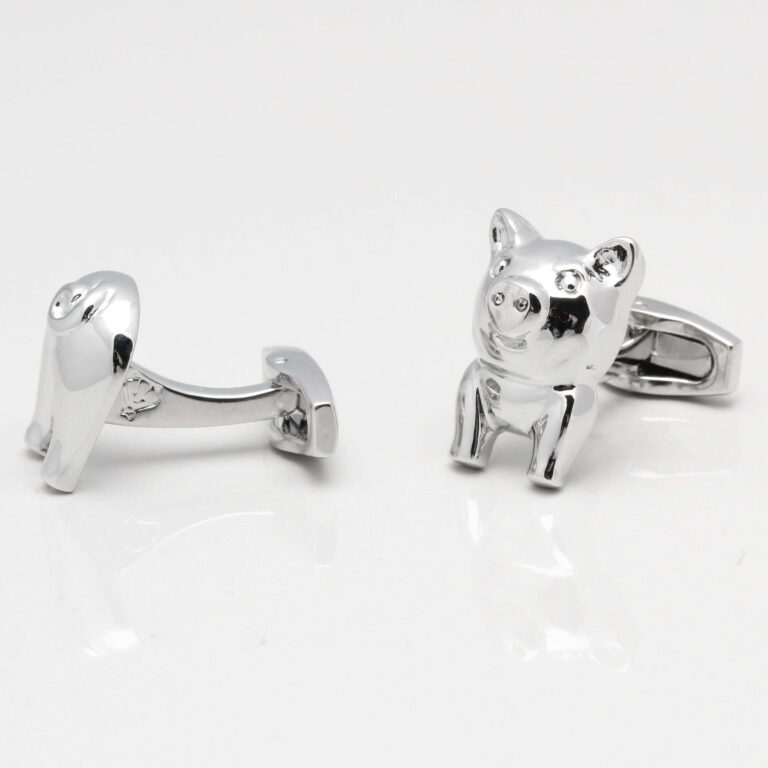 Silver Pig Cufflinks Gallery 1 of 1