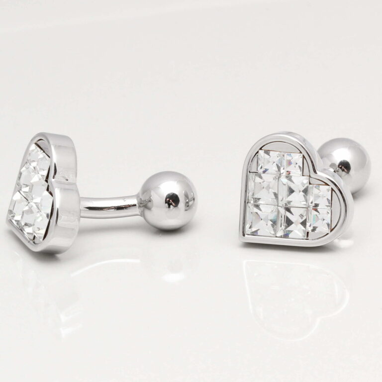 Clear Crystal Heart Cufflinks Gallery 1 of 1