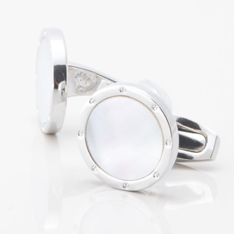 Circle Mother of Pearl Port Hole Cufflinks