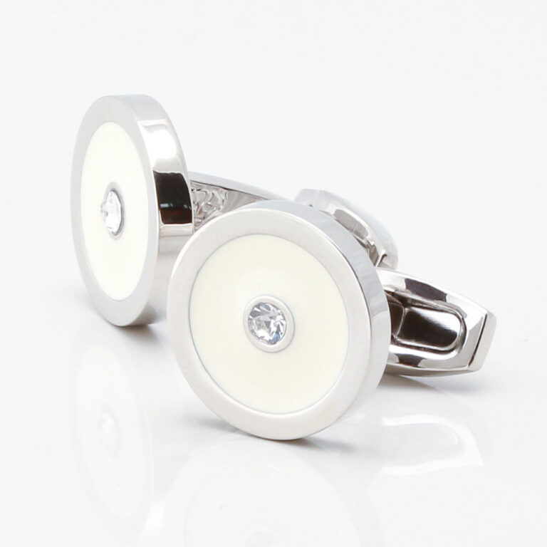 Ivory Cufflinks with Clear Crystals