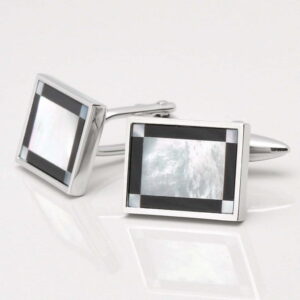 Mother of Pearl with Onyx Edge Cufflinks 1 of 1 1