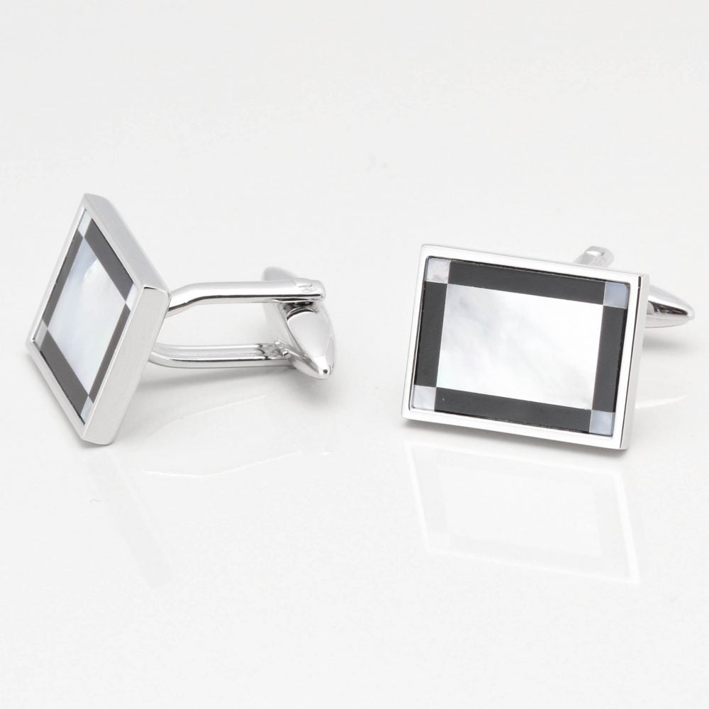 Mother of Pearl with Onyx Edge Cufflinks Gallery 1 of 1