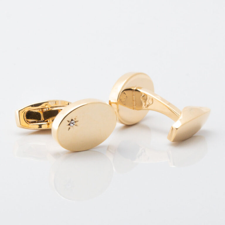 Oval Gold Diamond Cufflinks Gallery