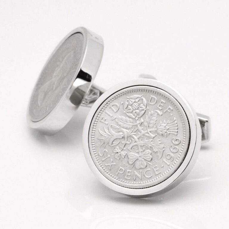 Personalised Silver Sixpence Cufflinks 1 of 1 1