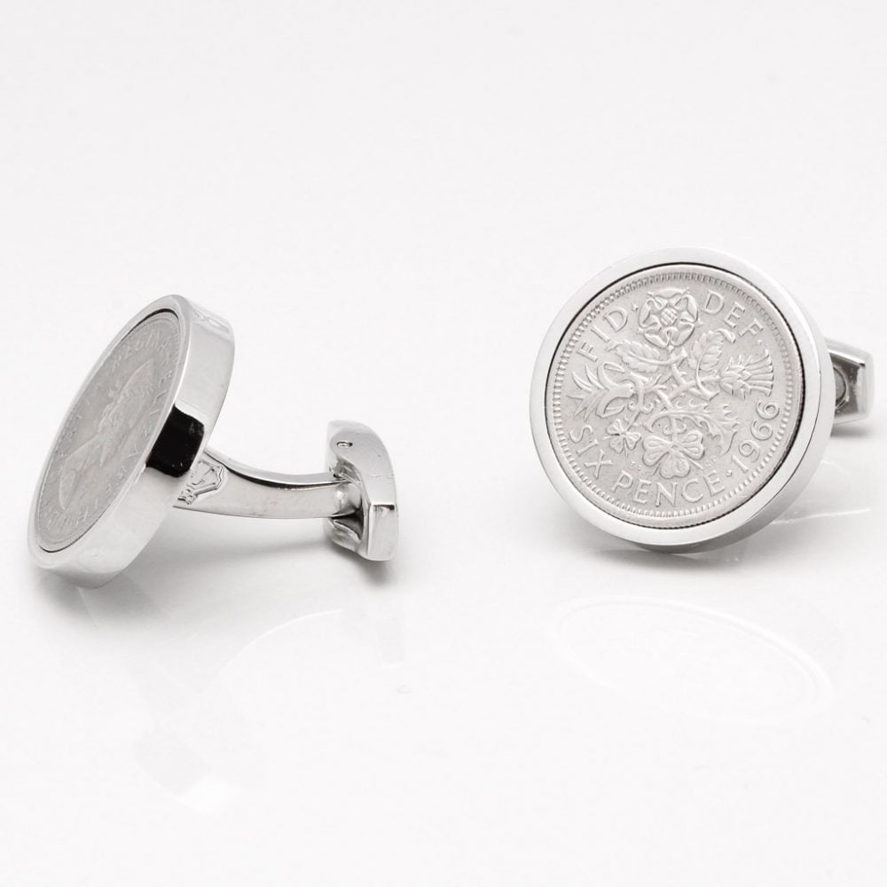 Personalised Silver Sixpence Cufflinks Gallery 1 of 1