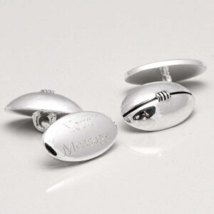 Silver Plated Engraved Rugby Ball Cufflinks 1 of 1