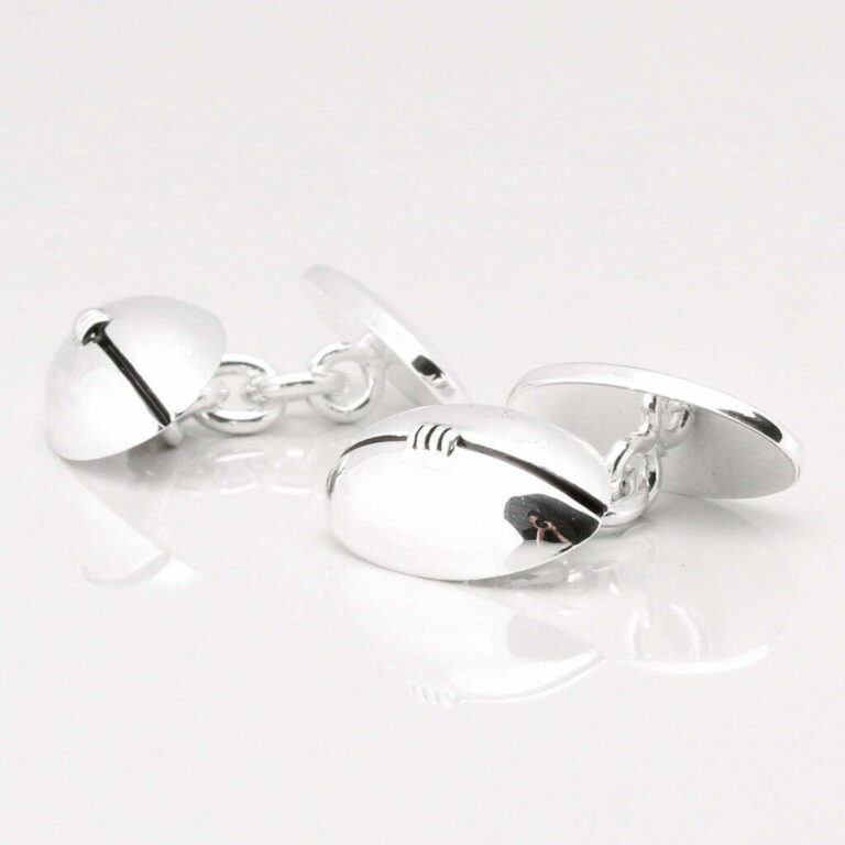 Silver Plated Rugby Ball Cufflinks 1 of 1 1