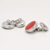 Sterling Silver Round Cornelian Cufflinks Gallery 1 of 1