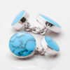 Sterling Silver Round Turquoise Cufflinks 1 of 1 2