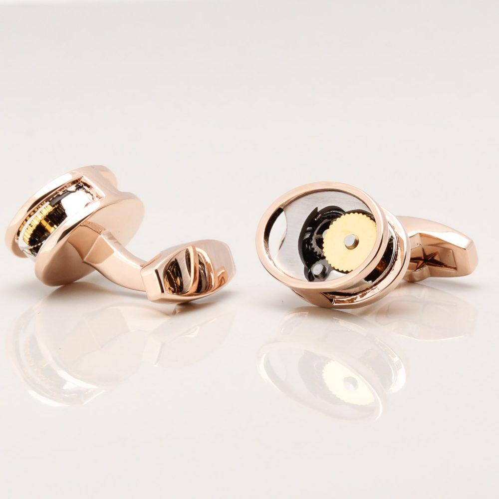 Rose Gold Oval Gear Movement Cufflinks Gallery 1 of 1 1