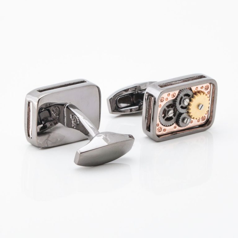 Gunmetal Rectangular Gear Movement Cufflinks Gallery