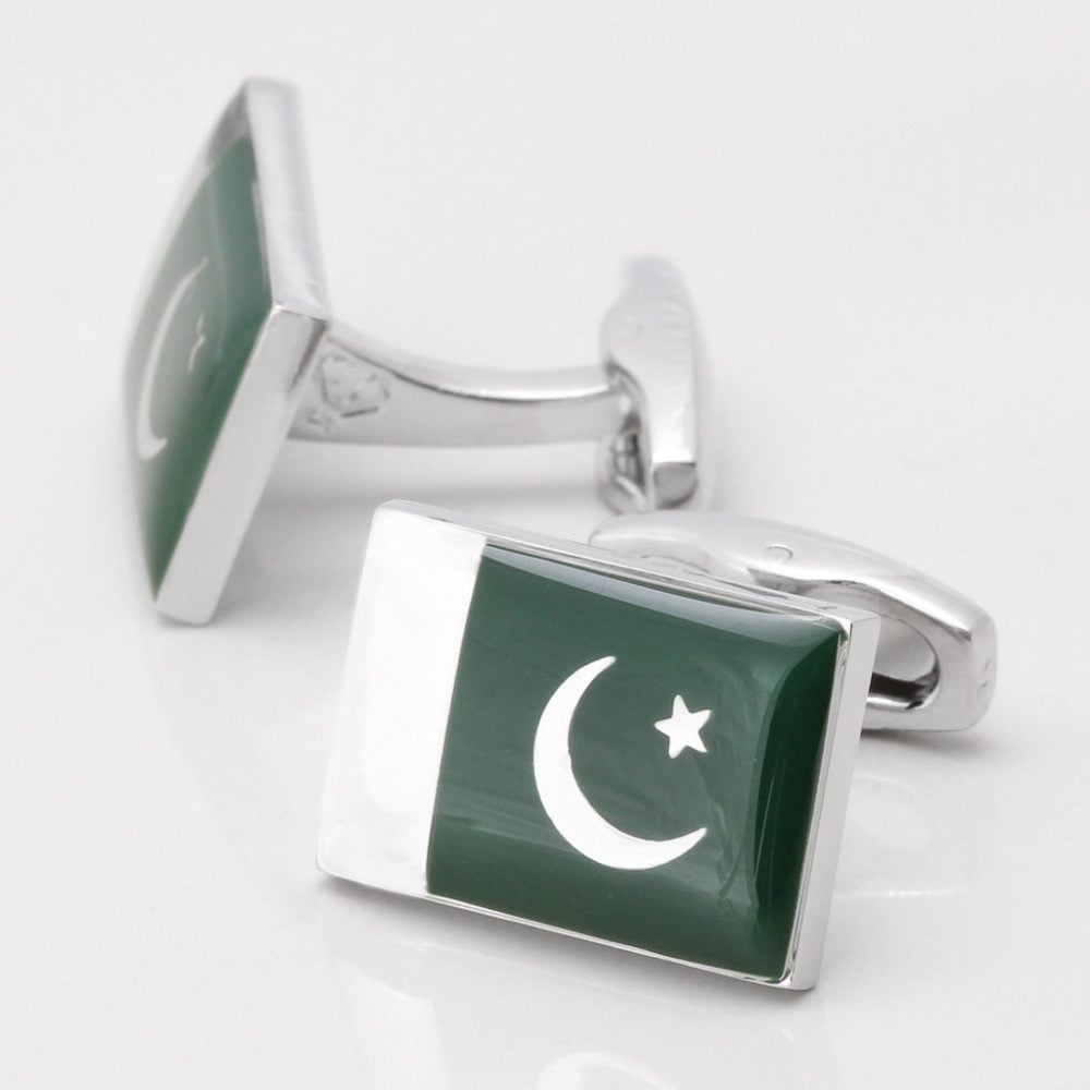 Pakistan Flag Cufflinks by Badger & Brown. The Cufflink Specialists