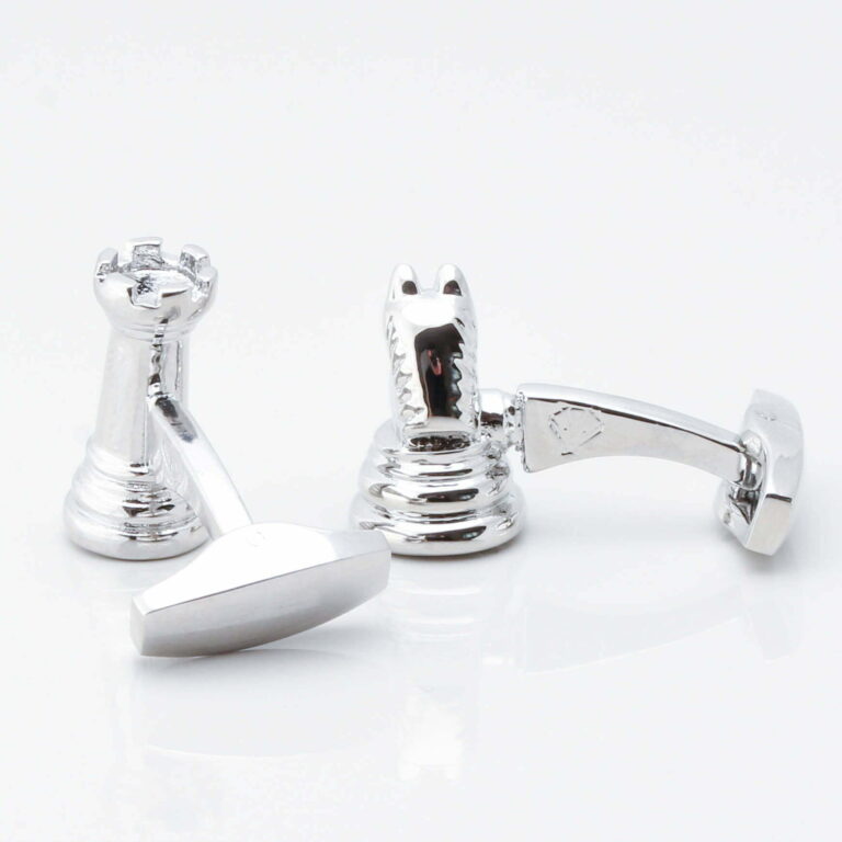 Silver Knight Rook Chess Cufflinks Gallery 2894