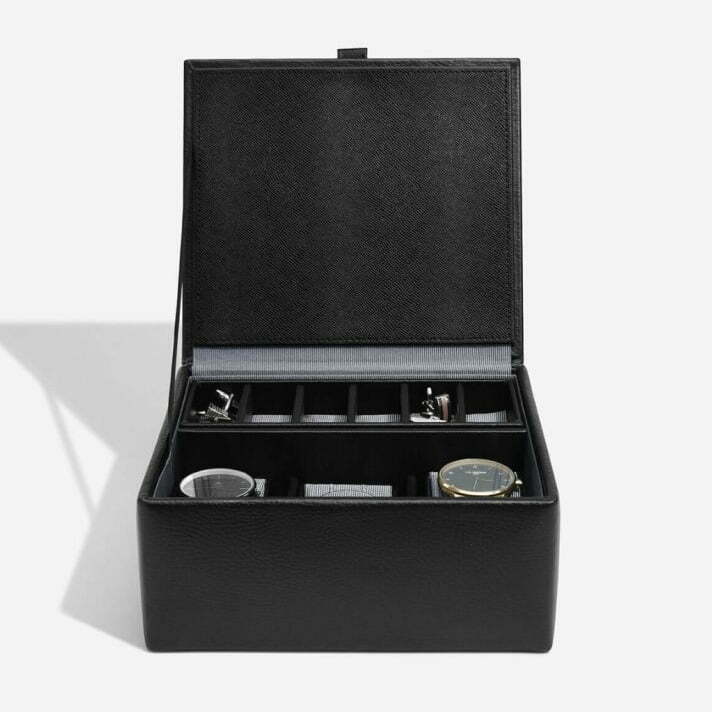 Black Leather Watch Cufflink Box Gallery Badger and Brown Cufflink